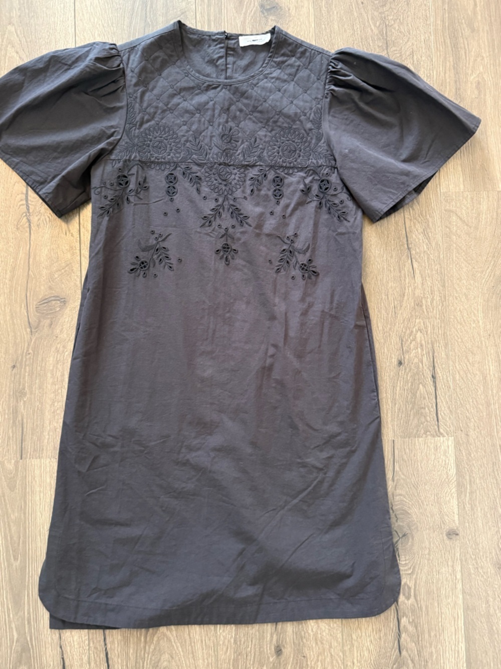 Isabel Marant Black Embroidered Puff Sleeve Midi Dress Size 36 Boho Chic - Picture 11 of 11